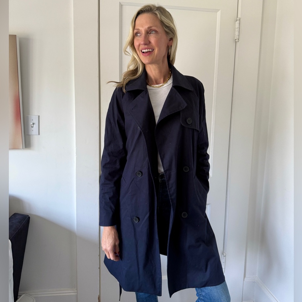 Quince Dark Blue Trench Coat - Picture 2 of 3